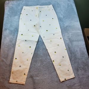 Talbots Pants Sz‎ 4  Girlfriend Chino Embroidered Sailboats Nautical Cream 30X27